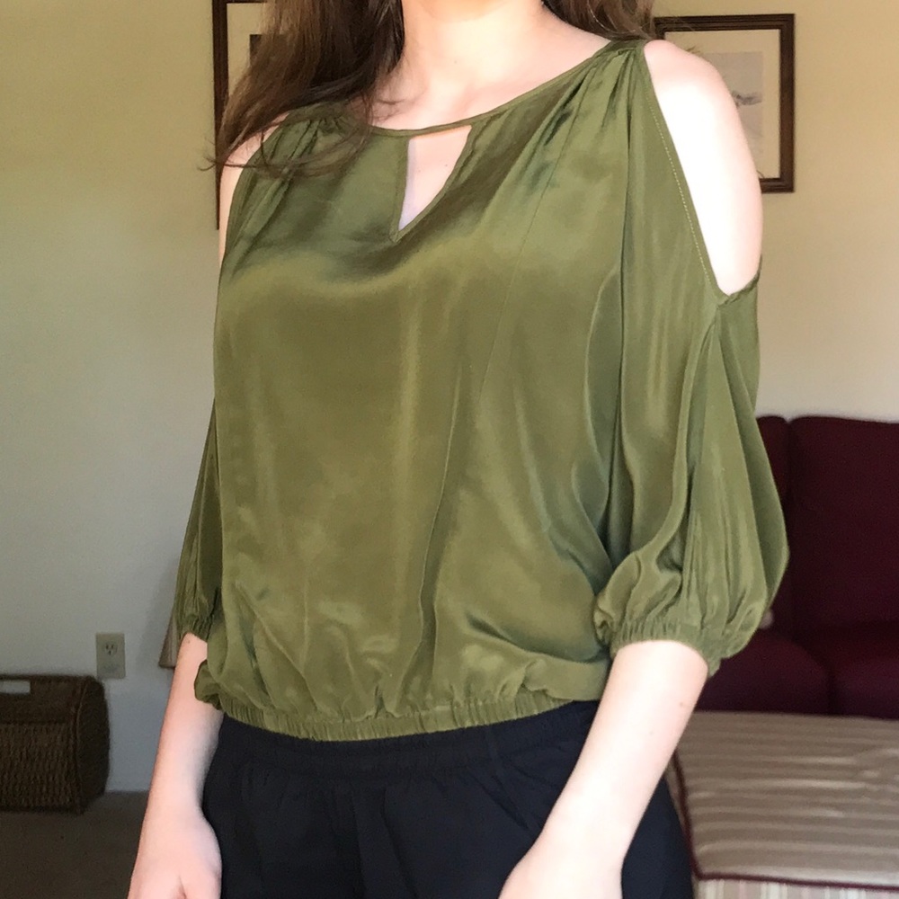 Fifteen Twenty Olive Cold Shoulder Top